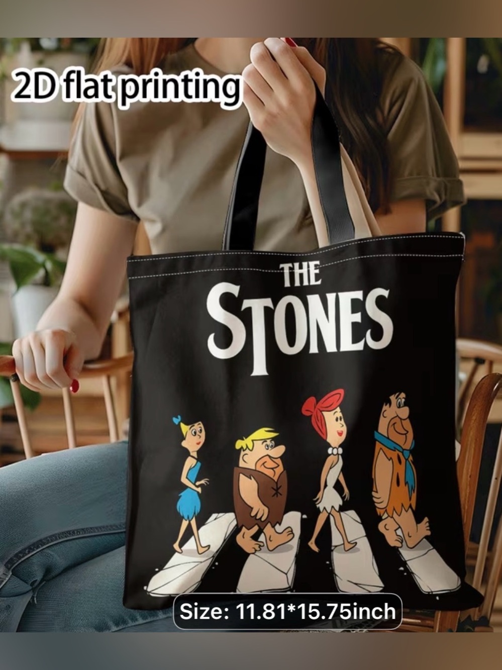 The Stones Cartoon Tote Bag in Black new - Picture 1 of 4